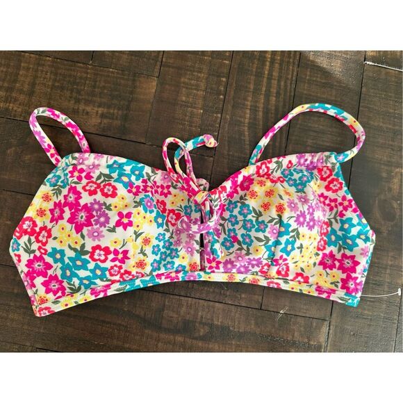 California Waves Colorful Floral Bikini Top With Removable Padding Size Medium - Picture 2 of 4